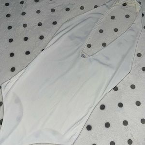 Fashion Nova White Backless Bodysuit size XS